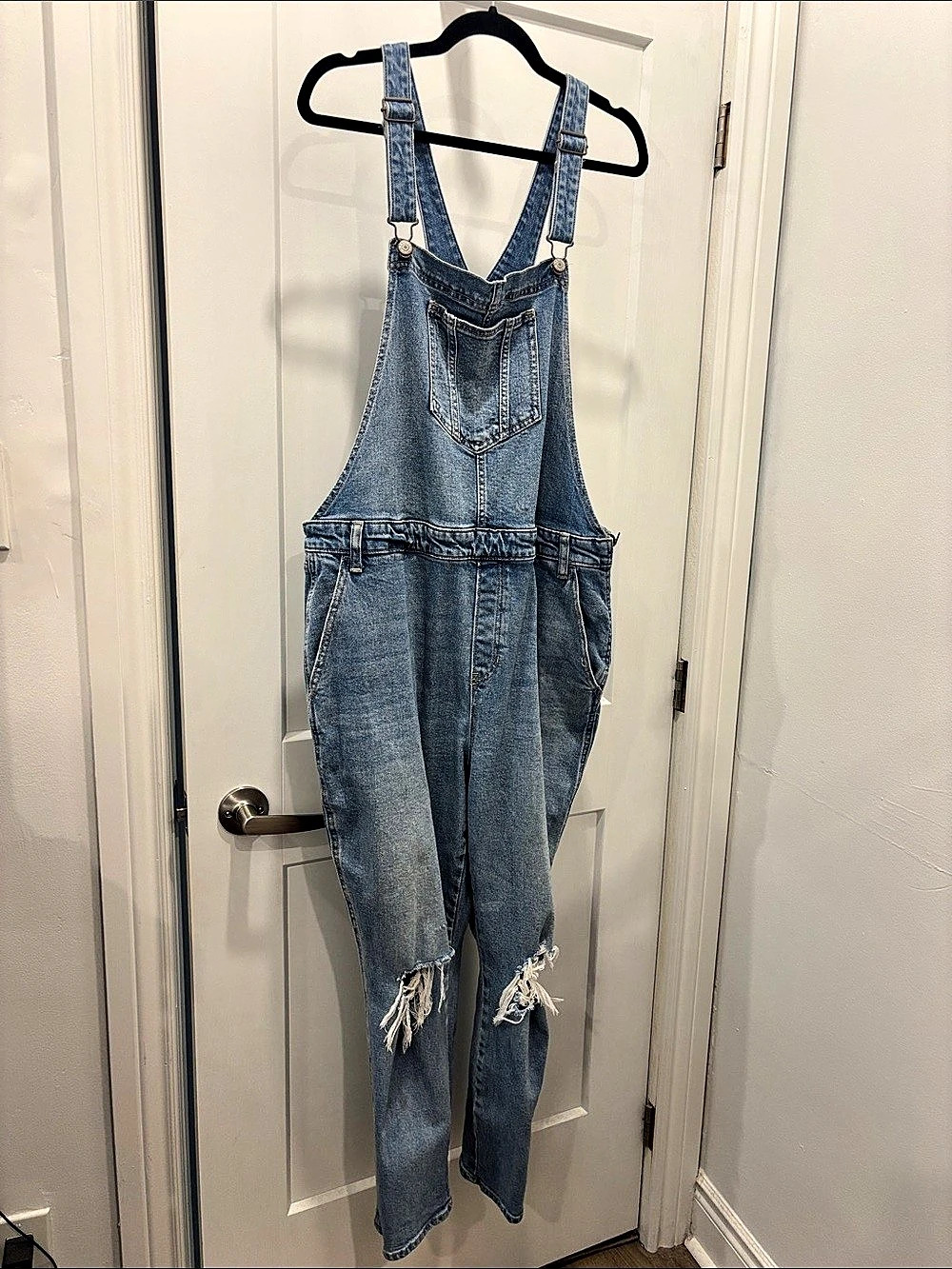 Old Navy Distressed Blue Denim Overalls 20